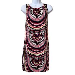 Mara Hoffman El Mundo Navy Pleat Front‎ Shift Dress Women's Small Multicolor Mod